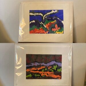 Louise Minks Color Lithographs Smoky Mountains & Purple Hills 11” x 14” Set of 2